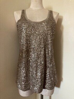 [Express] Dark Champagne Sequin Front Tank | M | FLAWED NWT